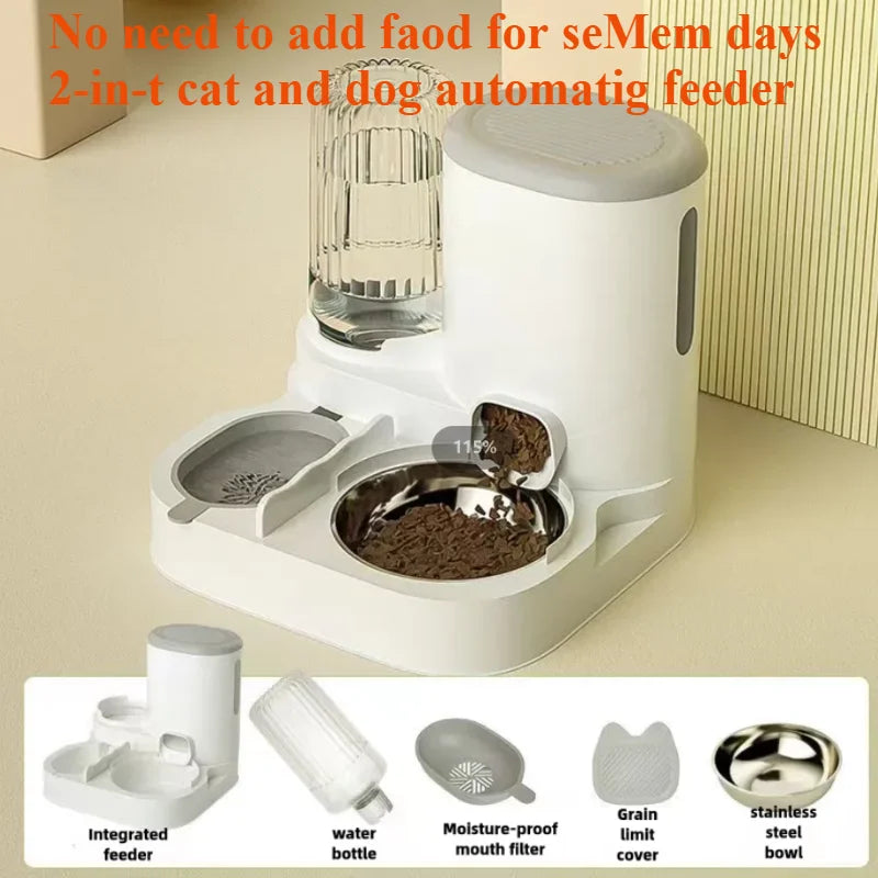 Automatischer Futternapf für Katzen, Hunde, Haustiere, Wasserspender, integrierter Katzennapf, Katzenfutternapf, Hunde, Essen, Trinken